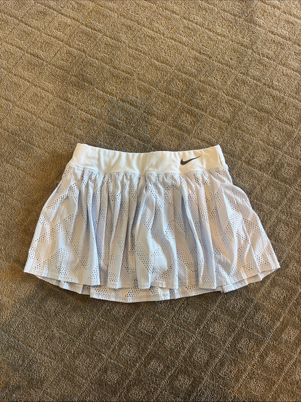 Nike White Mesh Tennis Skirt with Swoosh